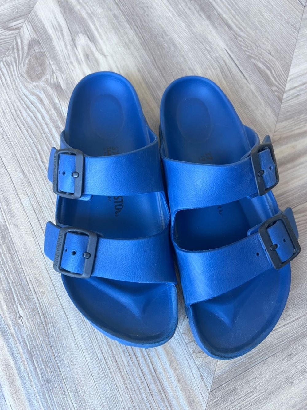 Birkenstock Blue Dual-Strap Slide Sandals
